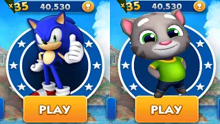 Sonic Dash vs Talking Tom Gold Run - All Characters Unlocked CHRISTMAS EDITION - Android Gameplay