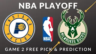 Pacers Vs. Bucks - Game 2 NBA Playoffs Free Pick Tuesday April 23rd | Picks & Parlays #nbaplayoffs