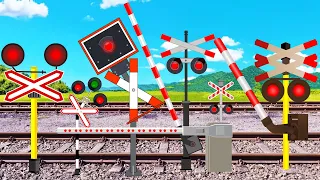 踏切アニメ特集♪スロットふみきりカンカン　Railroad Crossing and train level crossover　信号機　標識　線路