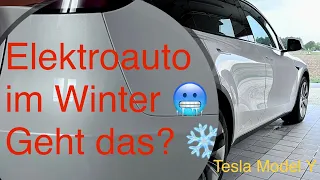 Elektroauto im Winter. Erfahrungsbericht mit dem Tesla Model Y. Reichweite? Elektro vs. Verbrenner.