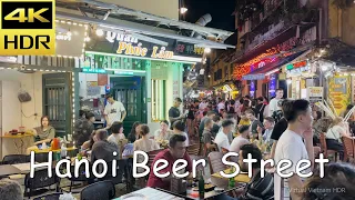 4K HDR | Vietnam Nightlife 2023 - Walking Dinh Liet to Ta Hien Beer Street in Hanoi Old Quater