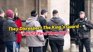 POLICE Removed these IDIOT group at horse guards, as they disrespect the king’s Guard 😡