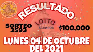 RESULTADO LOTTO SORTEO #2593 DEL LUNES 04 DE OCTUBRE DEL 2021 /LOTERÍA DE ECUADOR/