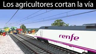 Huelga de agricultores: Los agricultores cortan la vía del tren | Train Simulator | Renfe Alvia 130