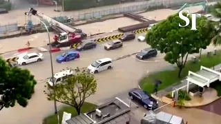 Flooded canal along Bukit Timah Road and Dunearn Road on Aug 24, 2021