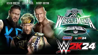 LOGAN PAUL VS RANDY ORTON VS KEVIN OWENS WRESTLEMANIA 40 US CHAMPIONSHIP MATCH IN WWE 2K24 #wwe2k24