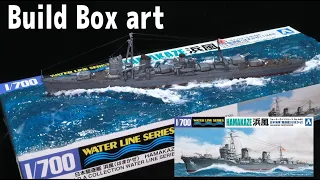 [Ship Model] Build Box art -  IJN Destroyer Hamakaze 1942 [Ocean Diorama]