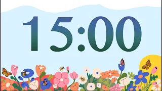 15 Minute Cute Spring Bees and Flowers Classroom Timer (Piano Alarm at End)