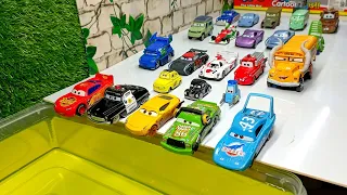 Looking for disney pixar cars on the rocky road : lightning mcqueen, cruz ramirez, tow mater, guido