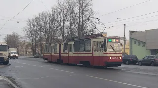 Трамвай, маршрут №52 ЛВС-86К б.8159 по продленной трассе (15.12.2020) Санкт-Петербург