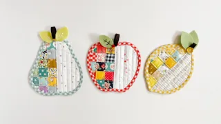 How to sew Apple Lemon and Pear Coasters | Patchwork Sewing | Mother’s Day Gift idea