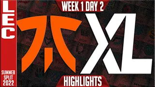 FNC vs XL Highlights | LEC Summer 2022 W1D2 | Fnatic vs Excel