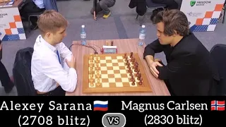 Excellent game play by Sarana|| Alexey Sarana vs Magnus Carlsen|| FIDE World Blitz Championship 2022