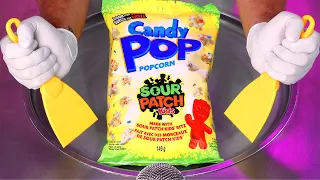 ASMR - Sour Patch Kids Candy Pop Popcorn Ice Cream Rolls | first sour, then sweet