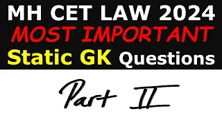 Most Important Static GK Questions for MH CET Law 2024 Part 2 |Boost Your  Score|Must Know#mhcetlaw