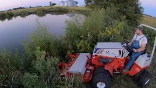 Ventrac Tough Cut and Boom Mower Clean Up Farm Pond