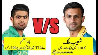 Shoaib Malik hit 6 sixes 06 Balls  to Babar Azam & Babar Azam Fasted Century In T10 League Match