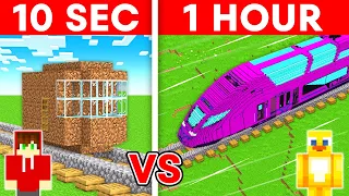 5 Seconds vs 1 Hour - Train House Build Challenge in Minecraft