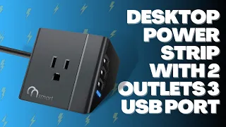 Desktop Power Strip with 2 Outlets 3 USB Ports