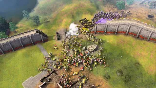 Age of Empires 4 - 3v3 EPIC MOUNTAIN PASS SIEGE | Multiplayer Gameplay