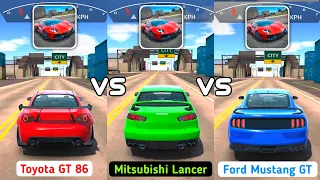 Ultimate Car Driving Simulator 2021 - Toyota GT 86 vs Mitsubishi Lancer Evo vs Ford Mustang GT