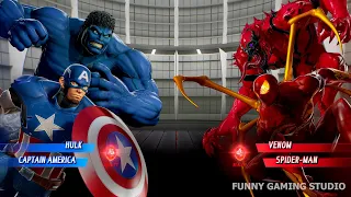 Hulk & Captain America VS Venom & Spider-man 4K UHD Gameplay | Marvel vs Capcom: Infinite