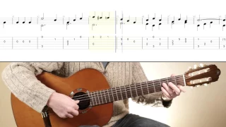 'Study In C Major' - F. Sor. Simple classical guitar piece with score and TAB