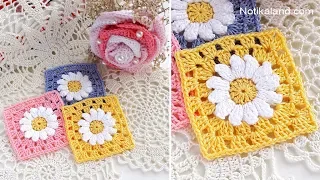 CROCHET  EASY beginner Crochet Flower Granny Square  Motif #1