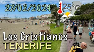 Tenerife - Los Cristianos 27/02/2024  25°C  🚶‍♂️🌊🌥️ 4K HDR