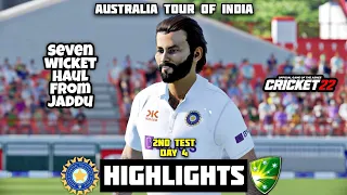 INDIA vs AUSTRALIA - 2nd TEST DAY 4 Highlights | Australia Tour Of India | Cricket22 Gameplay