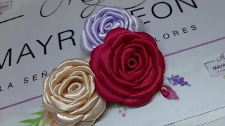 Como hacer rosas de tela shantung,razo de novia o americano #MAYRALEON