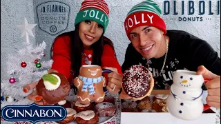 All Sweets Cheat Day | Oliboli and JD Flannel Donut Mukbang, Cinnabon Cinnamon Rolls and Churro