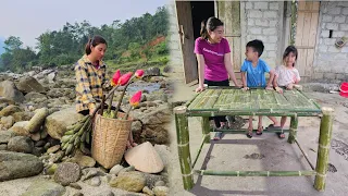 joy, harvesting dried wild bananas to make traditional medicine and making bamboo tables
