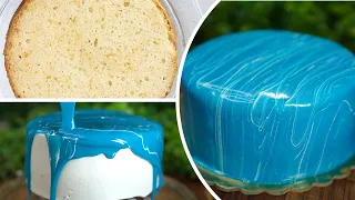 बेकरी जैसा मार्बल ग्लेज़ केक Eggless Mirror Glaze Cake Marble Effect Recipe | Seema's Smart Kitchen