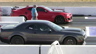 2019 ZL1 1LE Camaro vs Demon Dodge - drag race