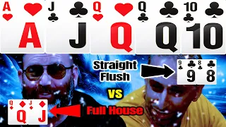 STRAIGHT FLUSH vs FULL HOUSE!! This Guy Got Super Lucky