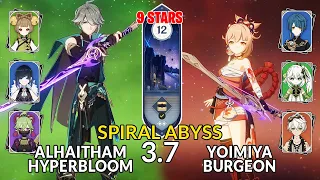 New 3.7 Spiral Abyss│Alhaitham Hyperbloom & Yoimiya Burgeon |Floor 12 - 9 Stars| Genshin Impact