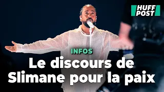 Slimane interrompt sa dernière répétition avec un discours en faveur de la paix