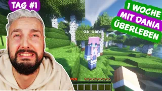 1 WOCHE MIT DANIA IN MINECRAFT ÜBERLEBEN 😰 Schafft Kaan das? Tag #1