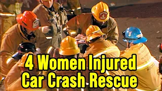 4 Women Injured in Overturned Car Crash Rescue