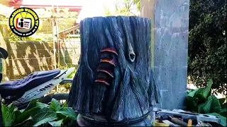 HOW TO MAKE CEMENT TREE STUMP POT AT HOME / DIY PLANTER