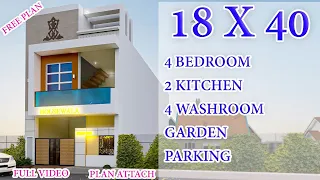 18 x 40 house design II 18 x 40 ghar ka naksha II 4 bhk ll House Walk through