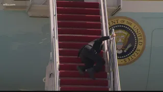 President Biden falls down while boarding Air Force One