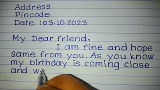 Letter writing in English |Write a letter to your friend inviting him to your birthday party..