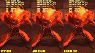 Doom Vulkan AMD RX 580 Vs GTX 1060 Vs AMD RX 480 1080p Frame Rate Comparison