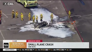 Small plane crashes, catches fire at Van Nuys airport