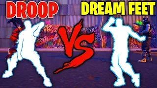 FORTNITE DREAM FEET EMOTE VS DROOP EMOTE!!!