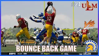 NCAA 14 | COLLEGE FOOTBALL REVAMPED | BOUNCE BACK GAME | VS SAN JOSE STATE | ULM WARHAWKS DYNASTY