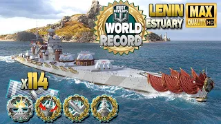 Battleship Lenin: New world record on map Estuary - World of Warships