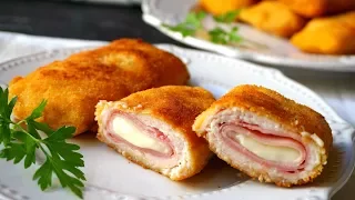 Pechugas rellenas de jamón y queso (cordon bleu)